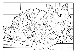 Moeilijke kat kleurplaat — gratis printbare PDF