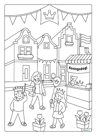 Moeilijke koningsdag kleurplaat — gratis printbare PDF