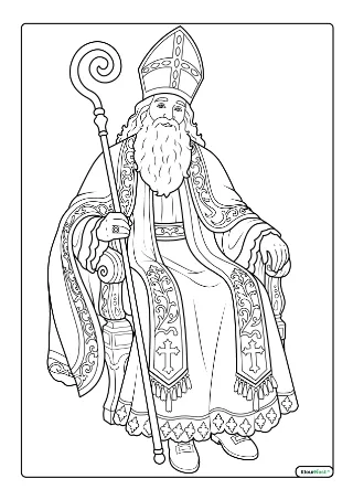 Moeilijke sinterklaas kleurplaat — gratis printbare PDF