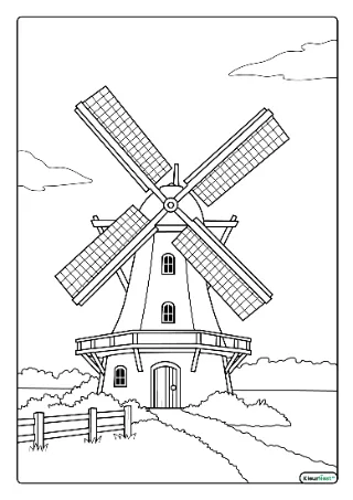 Molen kleurplaat — gratis printbare PDF