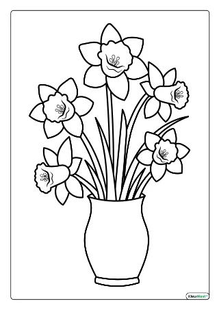 Narcissen in vaas kleurplaat — gratis printbare PDF