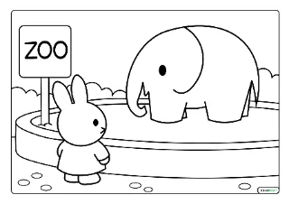 Nijntje in de dierentuin kleurplaat — gratis printbare PDF