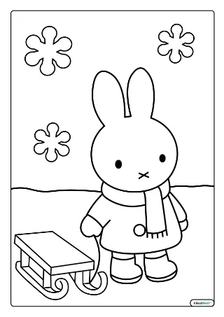 Nijntje in de sneeuw kleurplaat — gratis printbare PDF