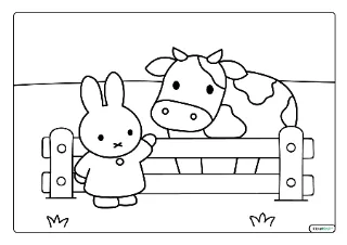 Nijntje op de boerderij kleurplaat — gratis printbare PDF