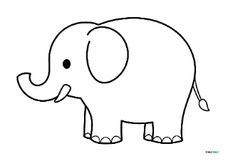 Olifant makkelijk kleurplaat — gratis printbare PDF