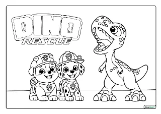 Paw patrol dino rescue kleurplaat — gratis printbare PDF