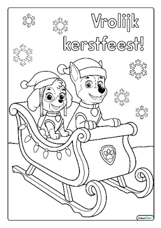 Paw patrol kerst kleurplaat — gratis printbare PDF