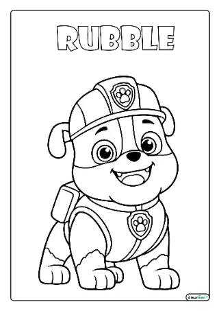 Paw patrol rubble kleurplaat — gratis printbare PDF