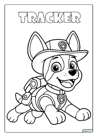 Paw patrol tracker kleurplaat — gratis printbare PDF