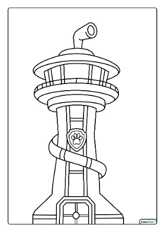 Paw patrol uitkijktoren kleurplaat — gratis printbare PDF