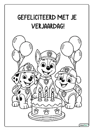 Paw patrol verjaardag kleurplaat — gratis printbare PDF