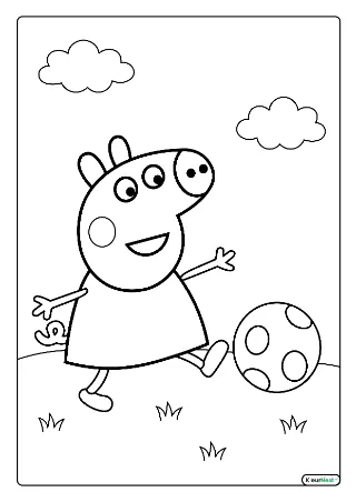 Peppa buitenspelen kleurplaat — gratis printbare PDF