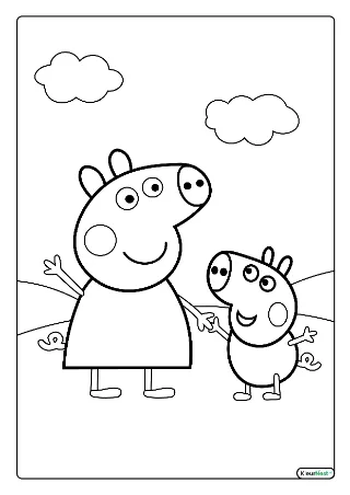 Peppa en george kleurplaat — gratis printbare PDF