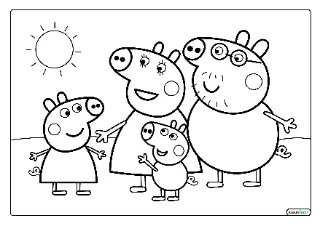 Peppa familie kleurplaat — gratis printbare PDF