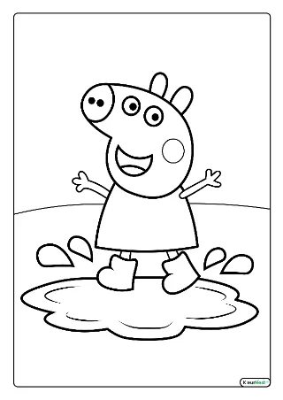 Peppa modderplas kleurplaat — gratis printbare PDF