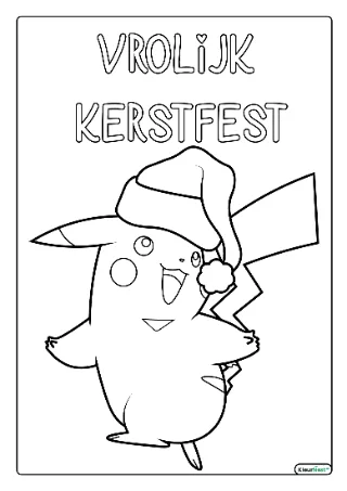 Pikachu kerst kleurplaat — gratis printbare PDF