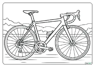 Racefiets kleurplaat — gratis printbare PDF
