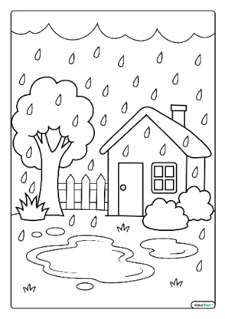 Regen kleurplaat — gratis printbare PDF