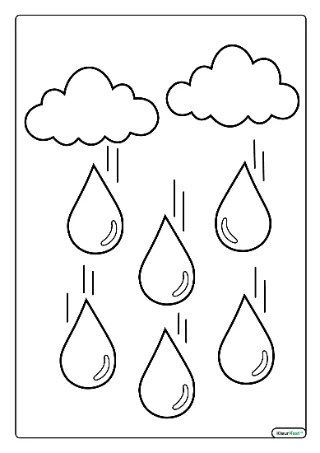 Regendruppels kleurplaat — gratis printbare PDF