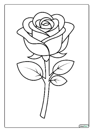 Roos kleurplaat — gratis printbare PDF