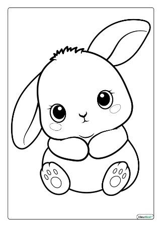 Schattig konijntje kleurplaat — gratis printbare PDF