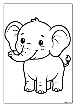 Schattig olifantje kleurplaat — gratis printbare PDF