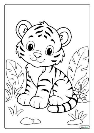 Schattig tijgertje kleurplaat — gratis printbare PDF