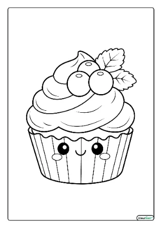 Schattige cupcake kleurplaat — gratis printbare PDF
