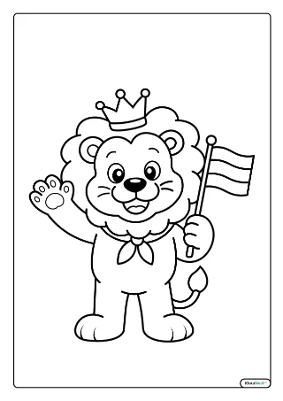 Schattige koningsdag kleurplaat — gratis printbare PDF