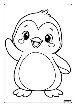 Schattige pinguin kleurplaat — gratis printbare PDF