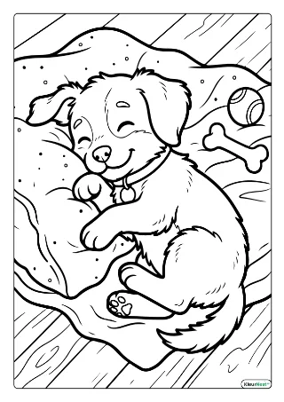 Schattige puppy kleurplaat — gratis printbare PDF