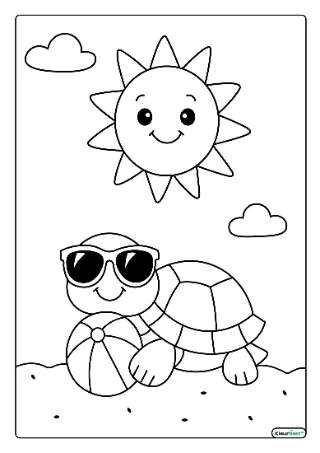 Schattige zomer kleurplaat — gratis printbare PDF