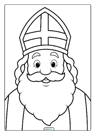 Sinterklaas hoofd kleurplaat — gratis printbare PDF
