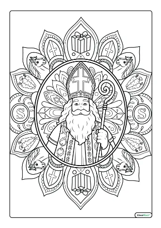 Sinterklaas mandala kleurplaat — gratis printbare PDF
