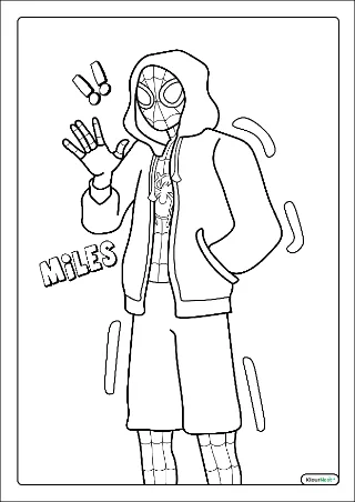 Spiderman miles morales kleurplaat — gratis printbare PDF