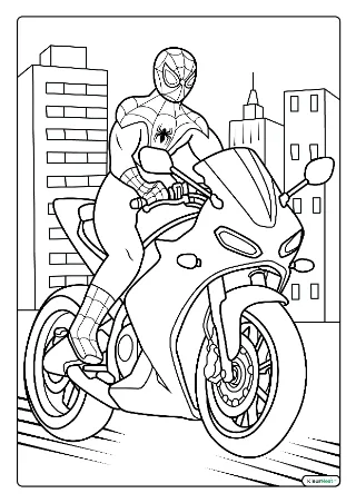 Spiderman motor kleurplaat — gratis printbare PDF