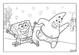 Spongebob en patrick kleurplaat — gratis printbare PDF