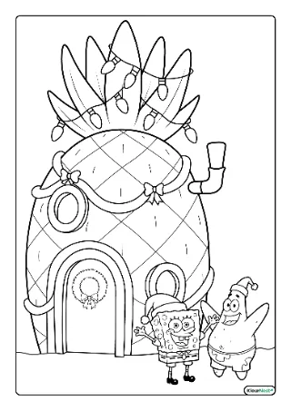 Spongebob kerst kleurplaat — gratis printbare PDF