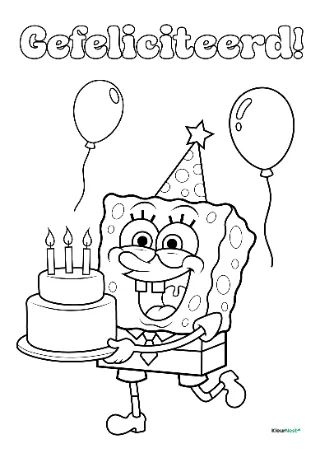 Spongebob verjaardag kleurplaat — gratis printbare PDF