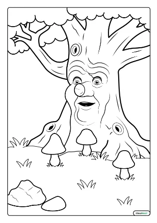 Sprookjesboom kleurplaat — gratis printbare PDF