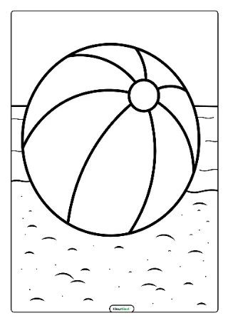 Strandbal kleurplaat — gratis printbare PDF