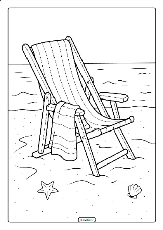 Strandstoel kleurplaat — gratis printbare PDF