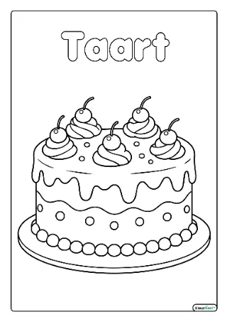 Taart kleurplaten — gratis printbare PDF's