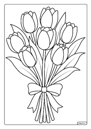 Tulpenboeket kleurplaat — gratis printbare PDF