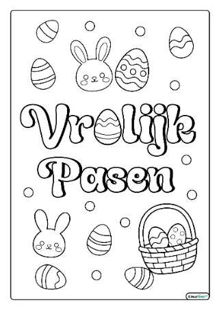 Vrolijk pasen kleurplaat — gratis printbare PDF
