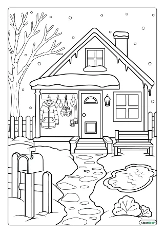 Winter kleurplaat — gratis printbare PDF