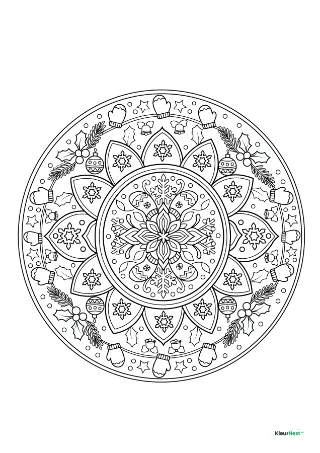 Winter mandala kleurplaat — gratis printbare PDF