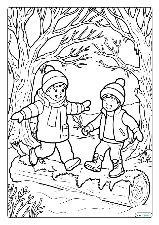 Winterpret kleurplaat — gratis printbare PDF