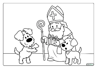 Woezel en pip sinterklaas kleurplaat — gratis printbare PDF