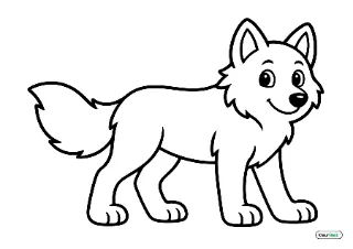Wolf makkelijk kleurplaat — gratis printbare PDF